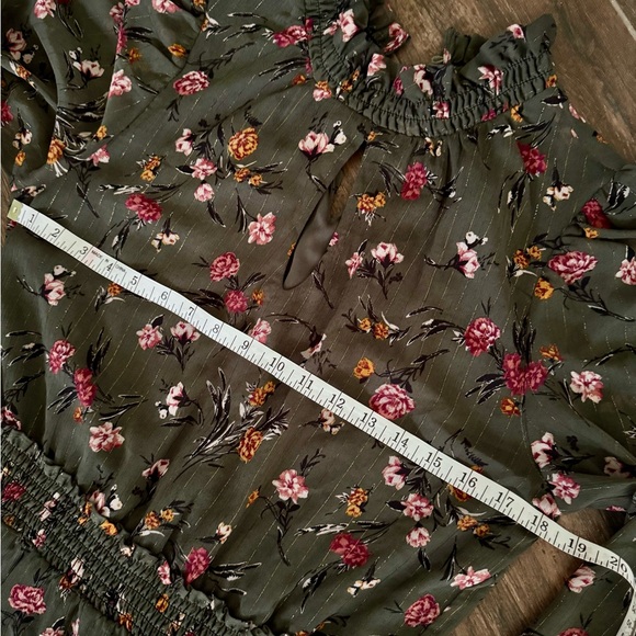 Anthropology Drew Green Smocked-Waist Mini Dress - Picture 9 of 11